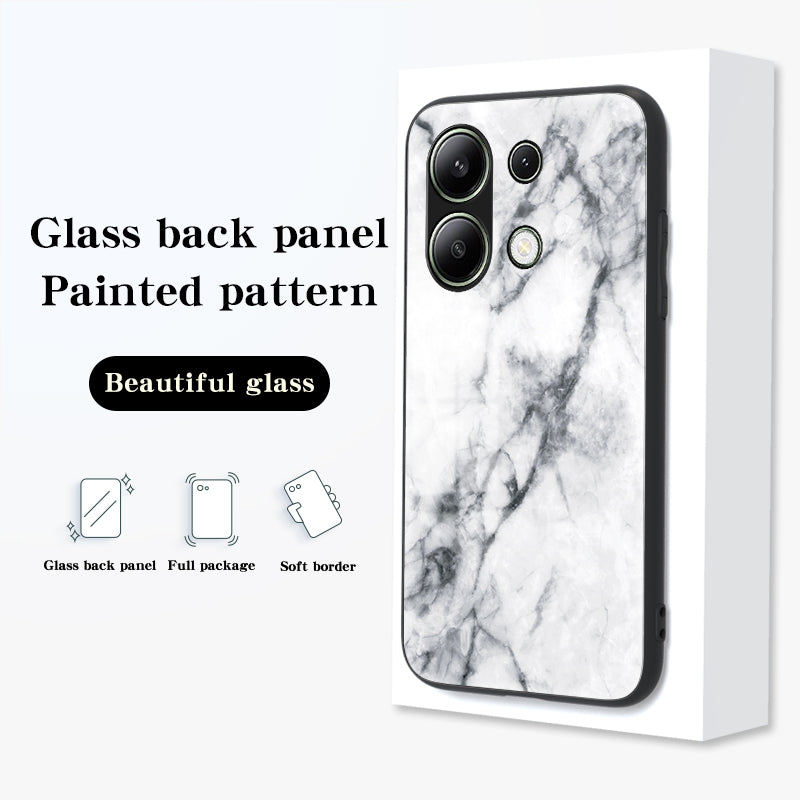 For Xiaomi Redmi Note 13 4G Anti-Drop Phone Cover Tempered Glass Case Marble Pattern Phone Shell For Xiaomi Redmi Note 13 4G Anti-Drop Phone Cover Tempered Glass Case Marble Pattern Phone Shell